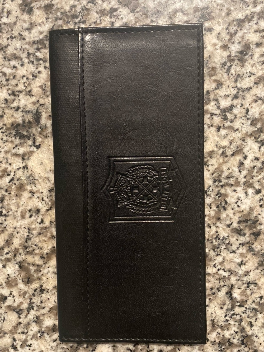 Vintage Y2K Bellerosa Black Leather checkbook/Wallet with Embossed Crest
